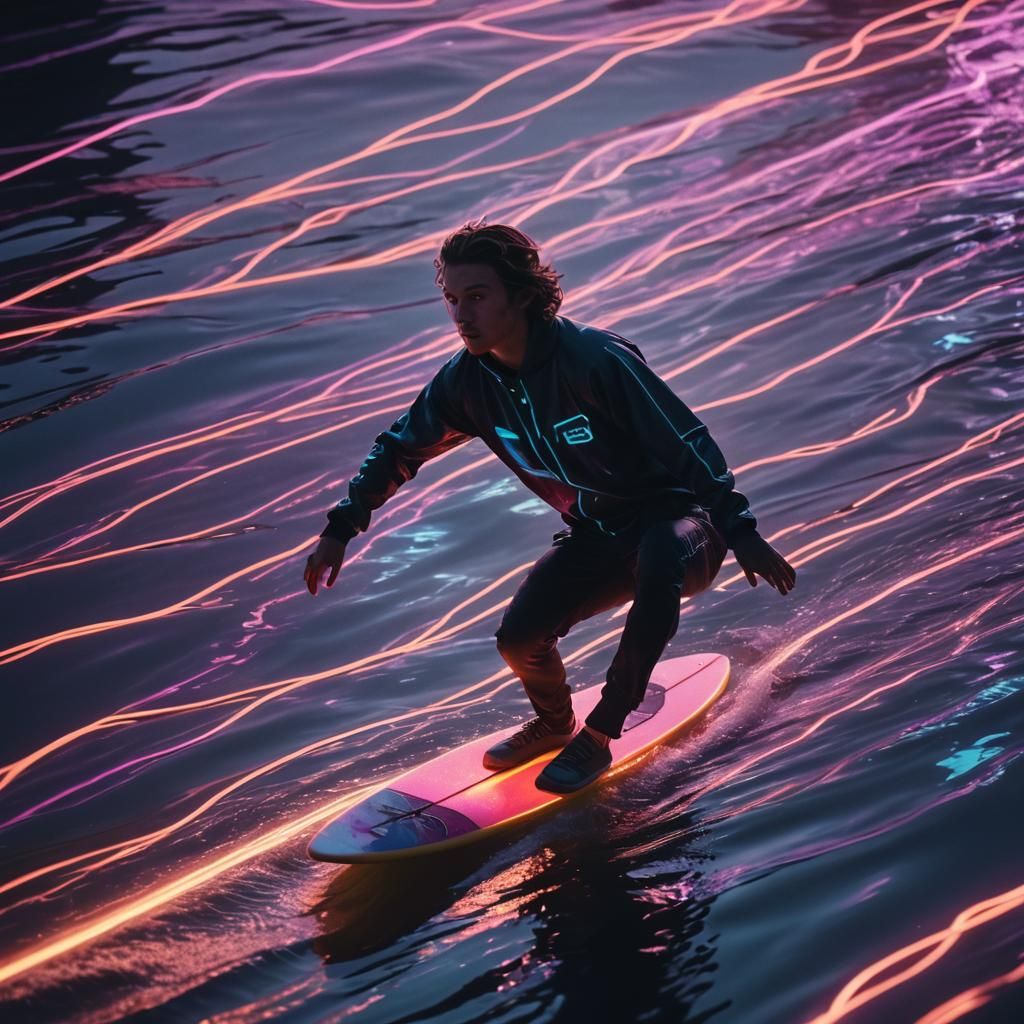 Surfing the Internet: Retro-Futuristic Cinematic Still
