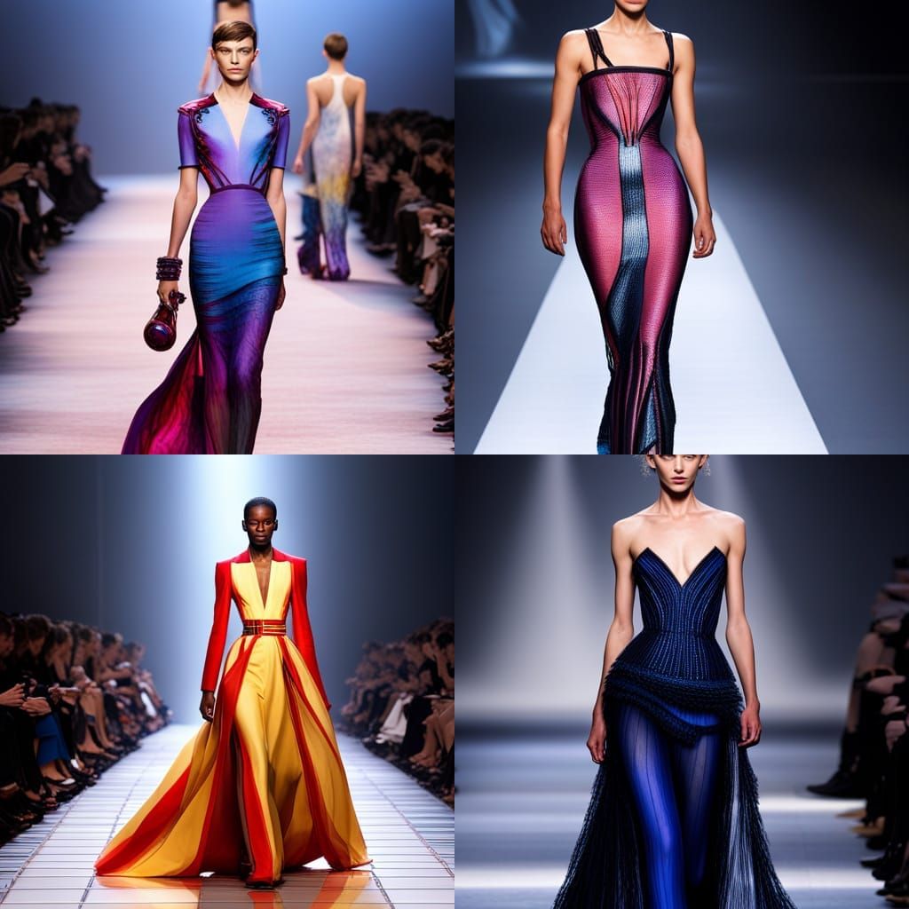 Runway Model in Givenchy Couture: Hyperrealistic Splash Art