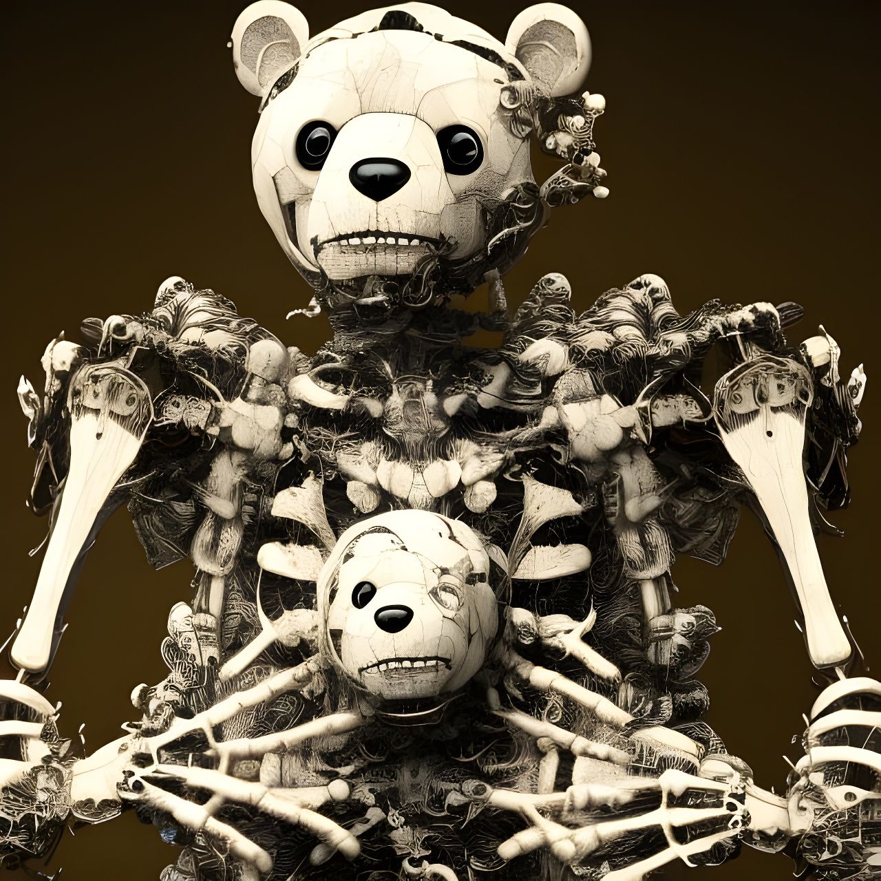 Hyperrealistic Skeletal Teddy Bear Concept Art
