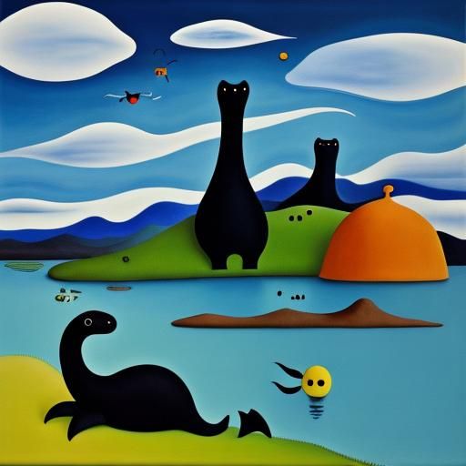 Loch Ness Monster in Surrealist Style