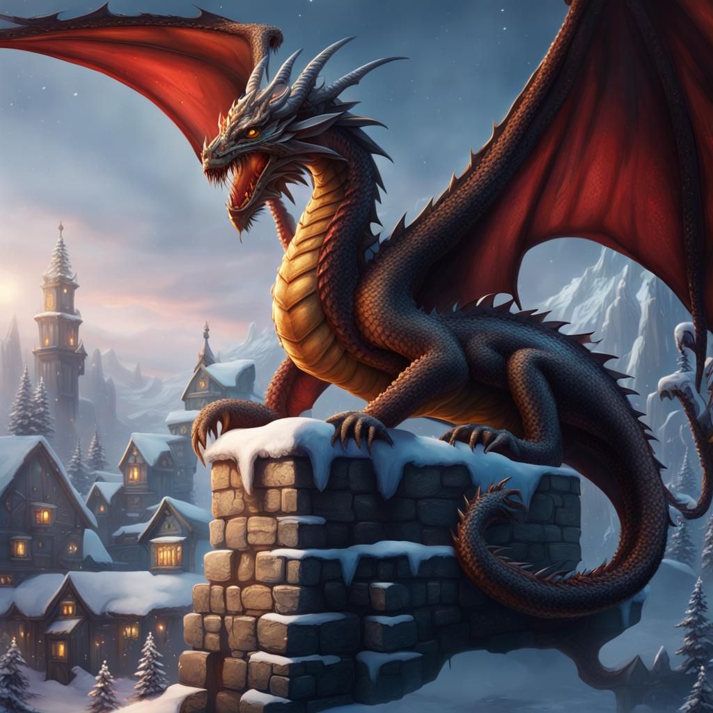 Fantastical Dragon Christmas Stocking in Detailed Matte Pain...