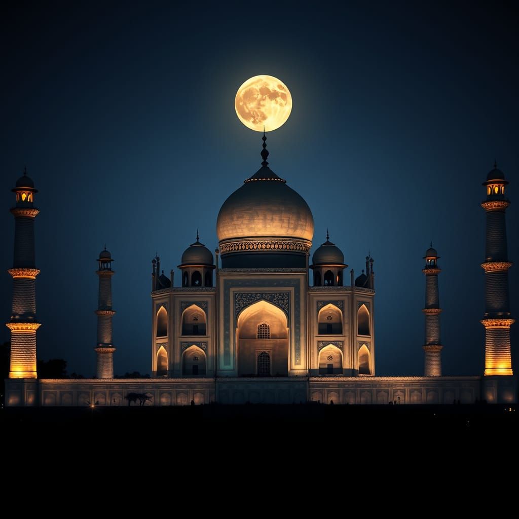 Taj Mahal in Ethereal Moonlight