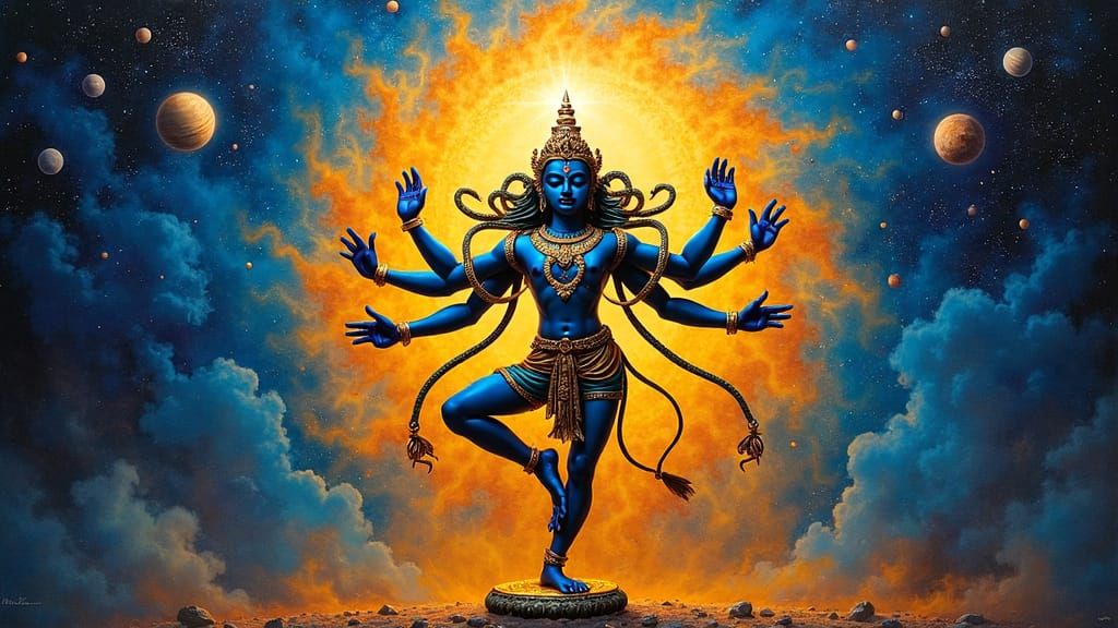 Lord Nataraja Dances: Cosmic Creation in Rothko Style