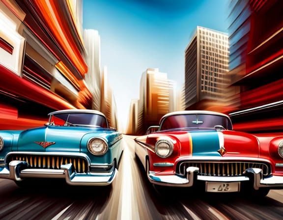 1950s Multicolor Muscle Cars Street Photography