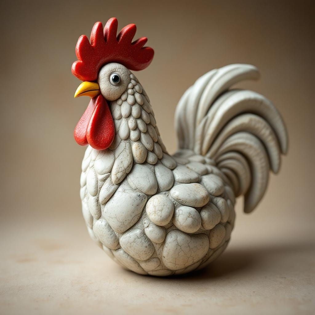 Stone Rooster Sculpture