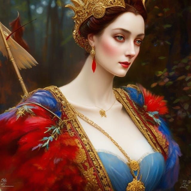 Medieval Noble Lady Portrait in Detailed Art