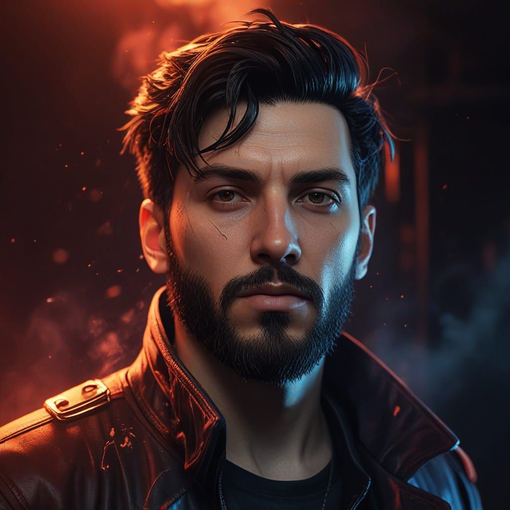 Cyberpunk Hero Shattered by Shock in Vibrant Red