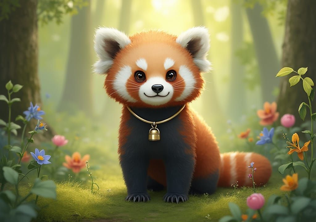 Anteater Panda in Whimsical Forest Illustration