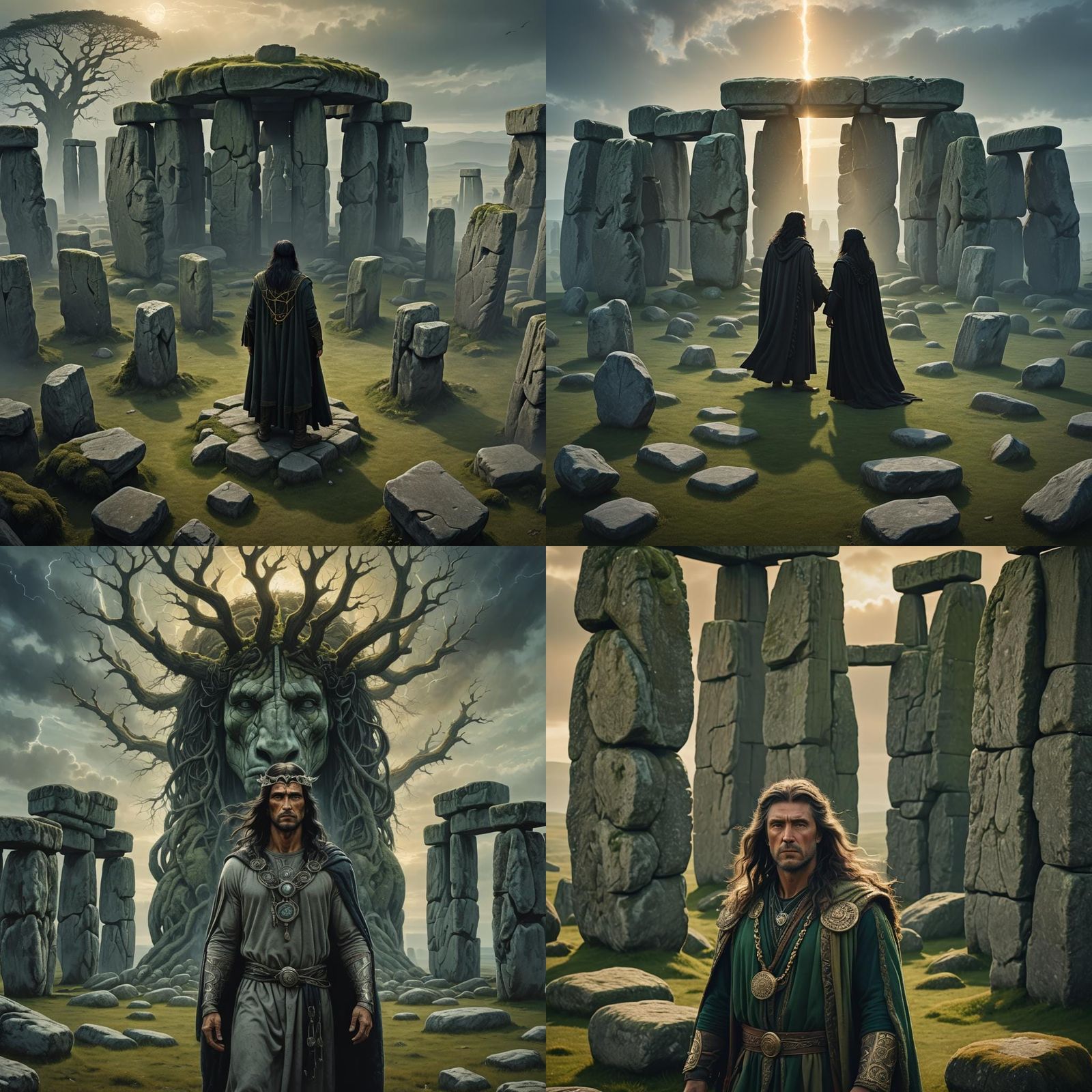 Father Time Druid at Stonehenge: Surreal Fantasy Art