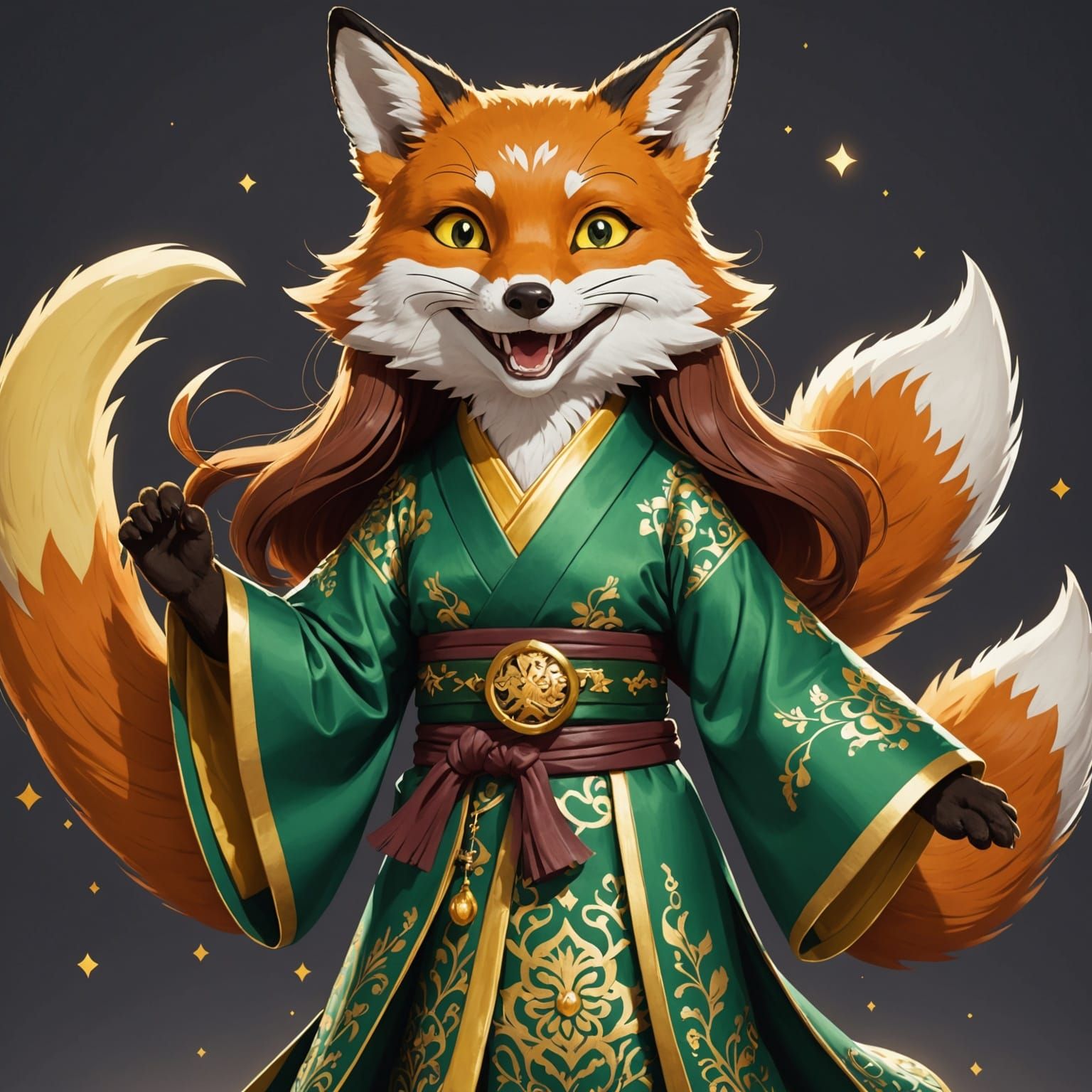 Mystical Fox Spirit in Vibrant Digital Art