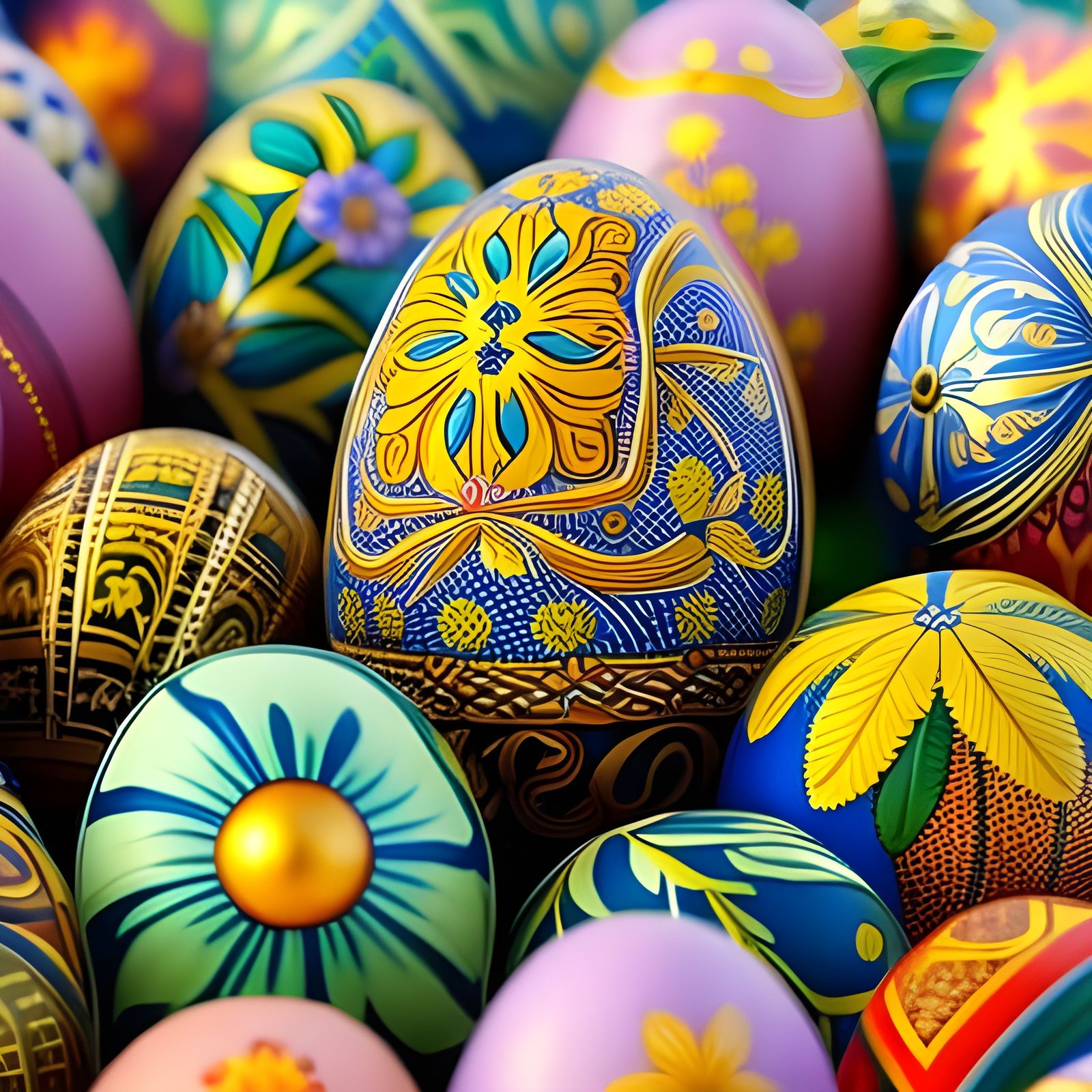 Intricate Easter Eggs in Ukrainian Petrykivka Style