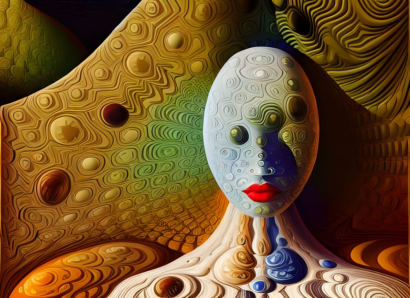 Abstract Geometric Painting with Fractal Mandelbulb Patterns