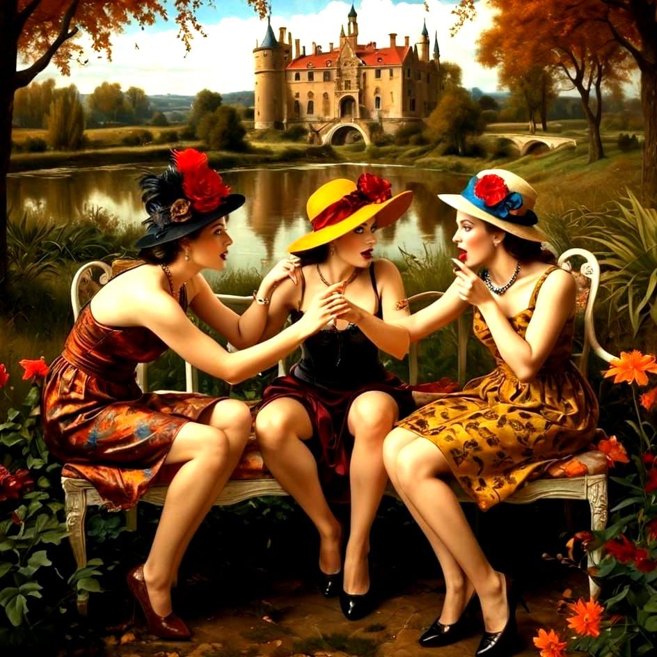 Victorian Ladies Gossiping in Surreal Style