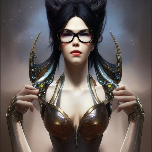 Bayonetta Portrait in Hyperdetailed Dynamic Lighting