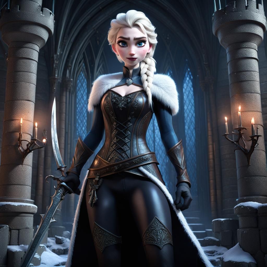 Gothic Elsa in Her Castle, Matte Painting