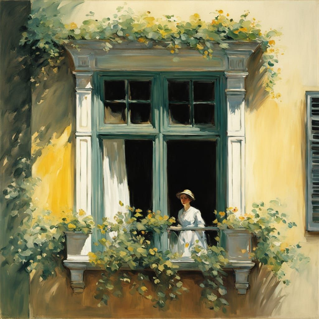 Vibrant Gouache Masterpiece of a Rustic House with Yellow Ho...