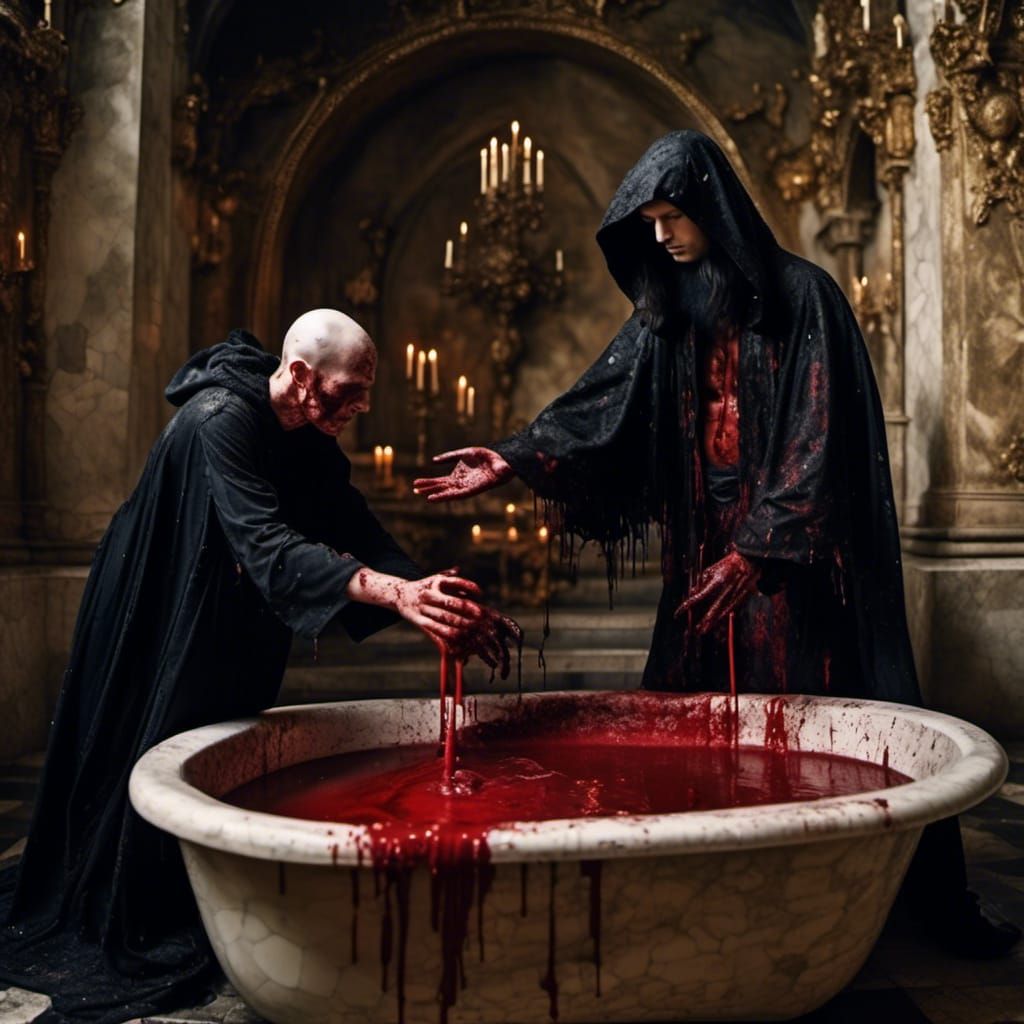 Priest Initiates Blood Bath Ritual