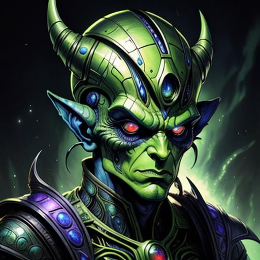 Biopunk Alien with Duck Face in Iridescent 3D