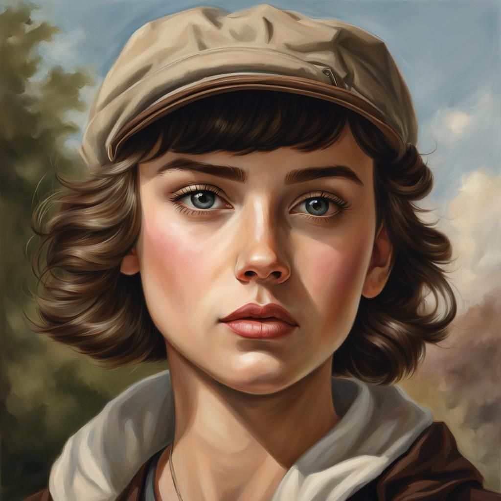 Hyperrealistic Portrait of a Young Person with Cap