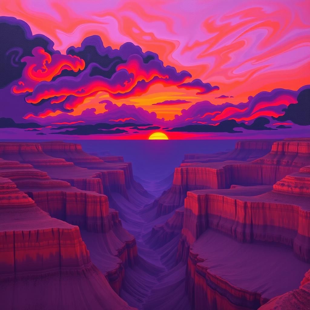 Surreal Grand Canyon Sunrise in Abstract Expressionist Style