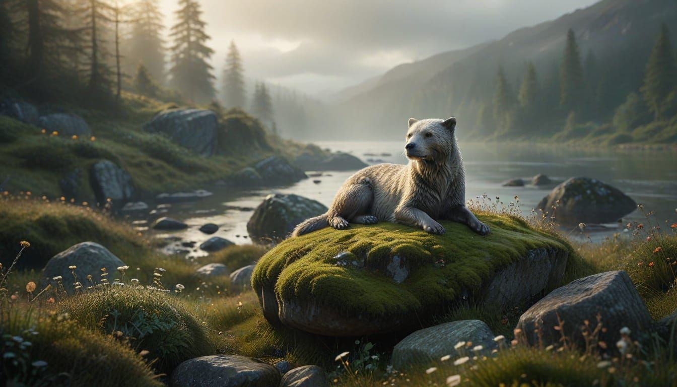 Misty Selkie in a Serene Moss-Covered Valley