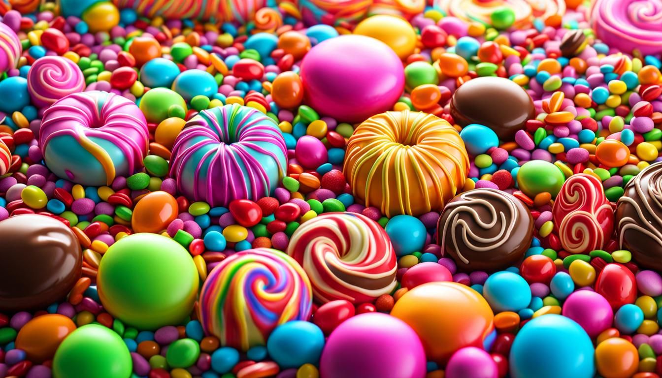 Detailed Candy Wonderland with Chocolate Lakes