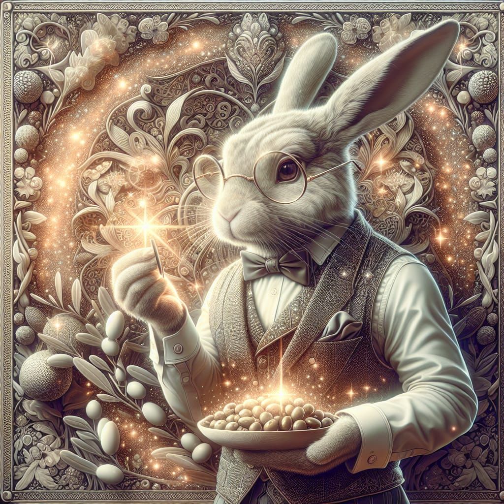 Anthropomorphic Palestinian Rabbit with Magical Olives