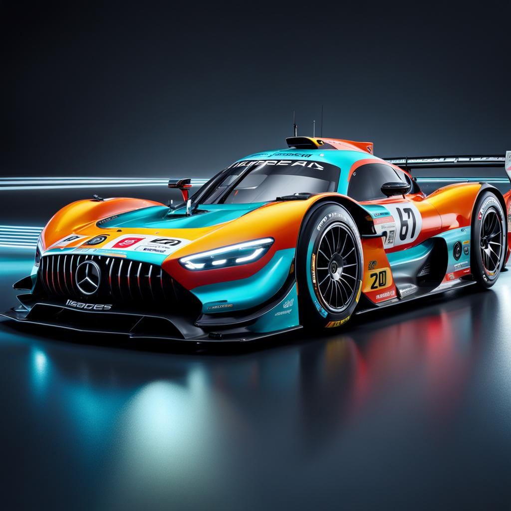 Mercedes Hypercar at Le Mans in Hyperrealistic Style