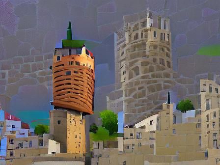 Medieval Tower Overlooking Modern City