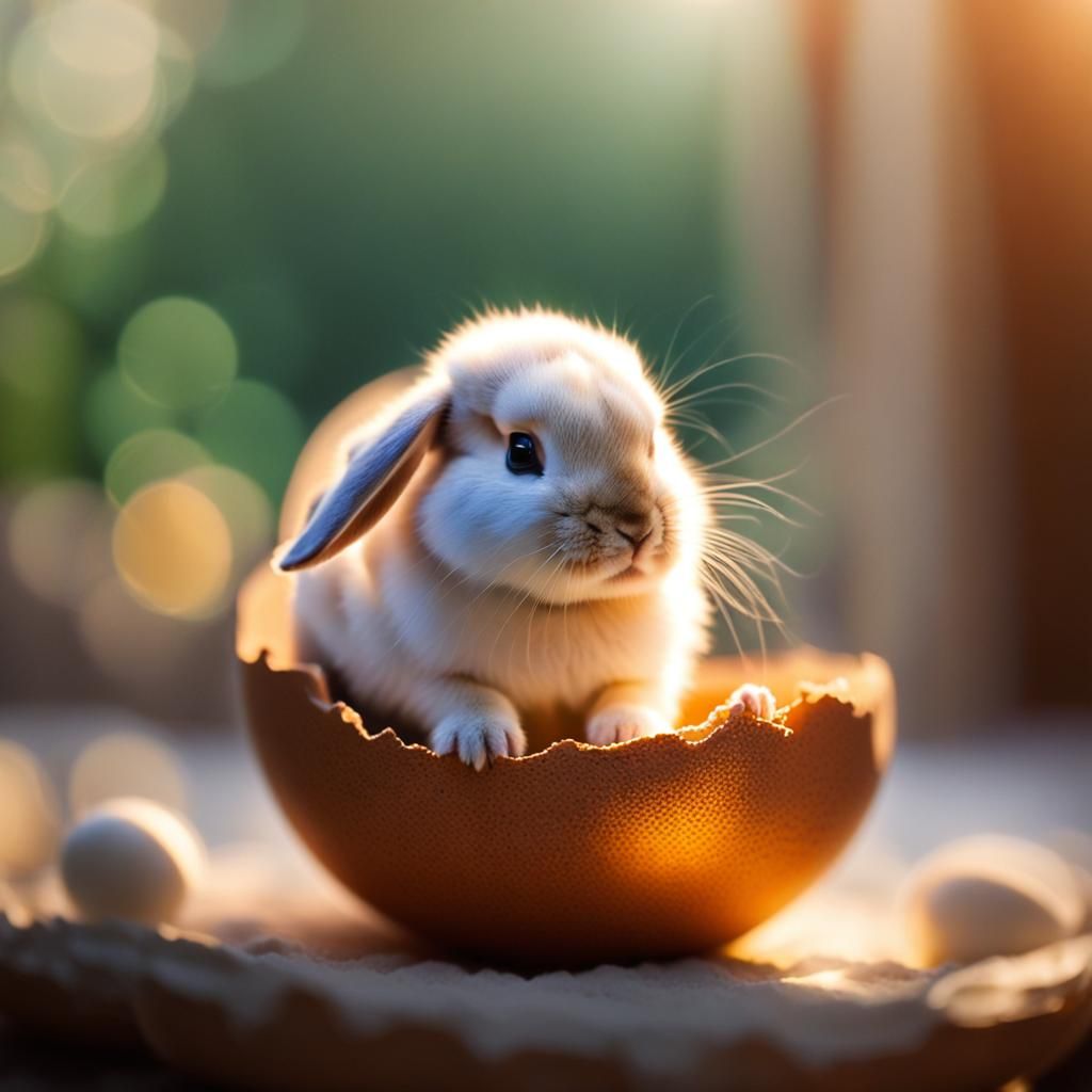 Cute Baby Rabbit Inside Egg with Window