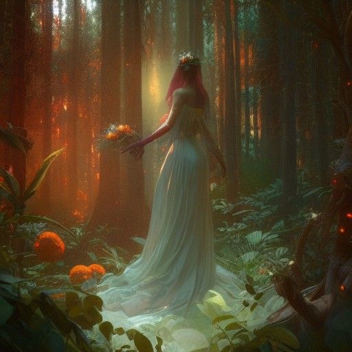 Enchanted Forest Wedding Concept Art in Art Nouveau Style