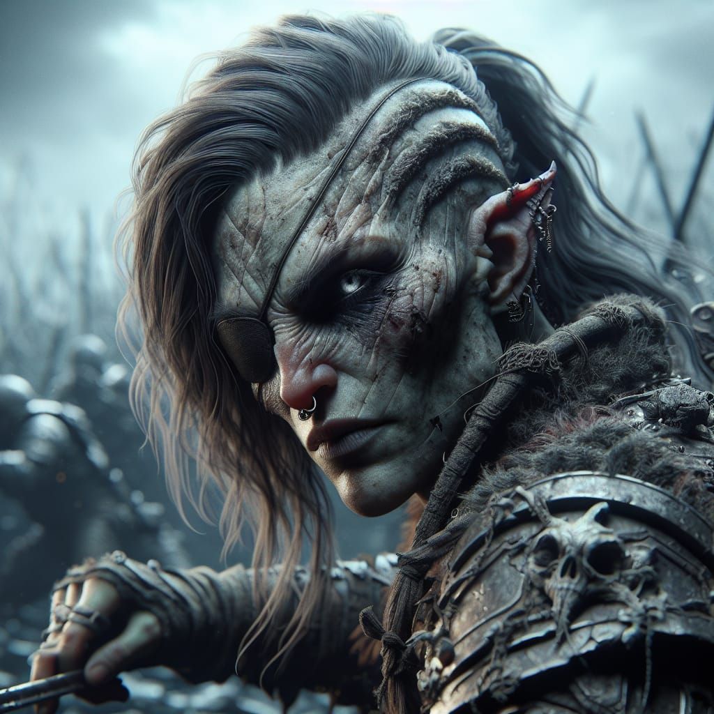 Orc Warrior Portrait in Hyperrealism