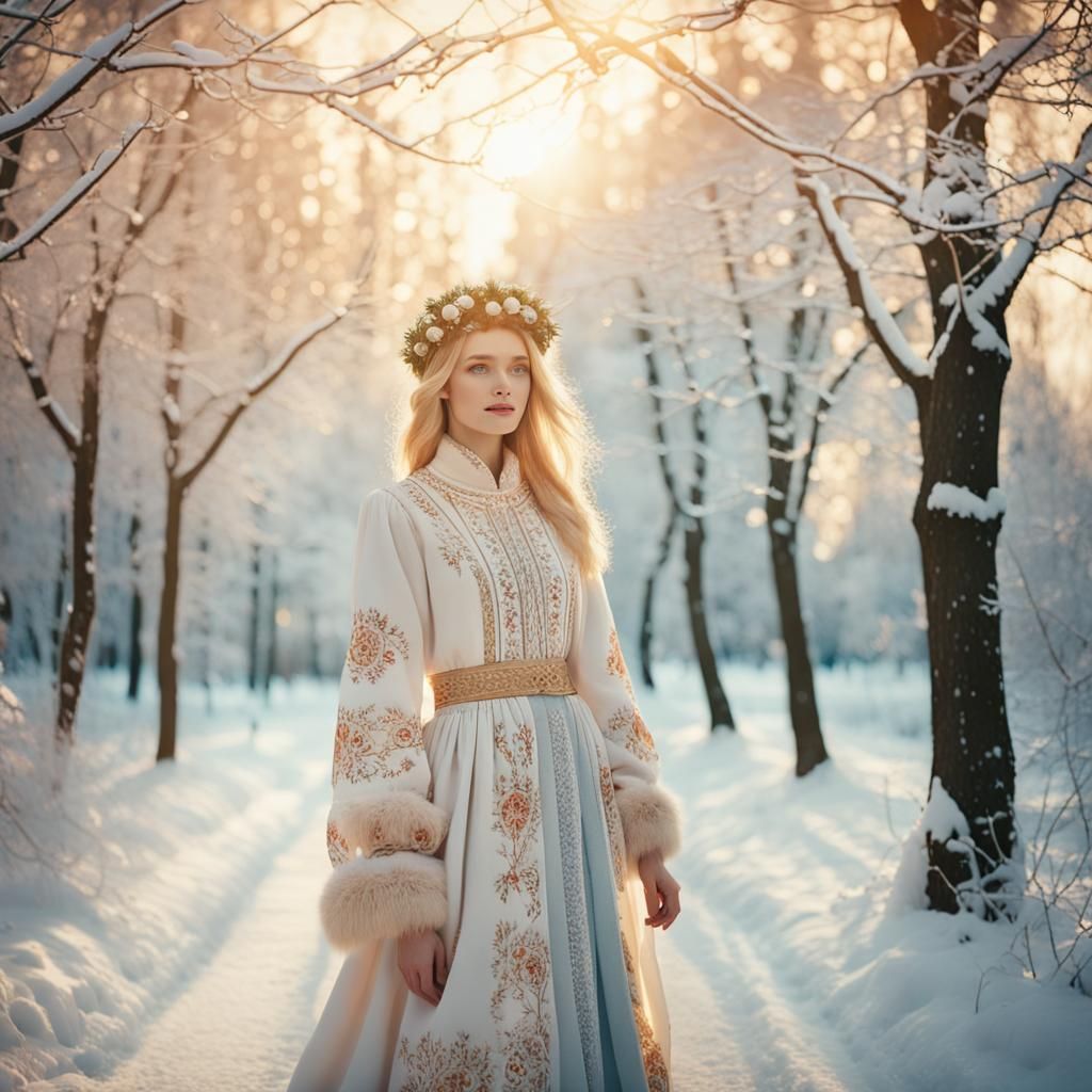 Russian Model in Snowy Moscow Wonderland