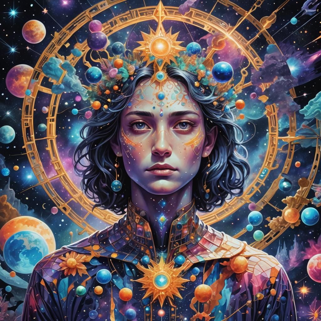 Addicted and Lost in Facebook: Astral Illustration