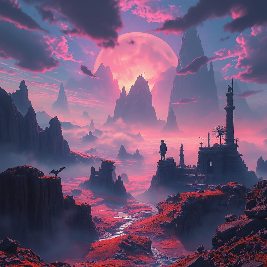 Surreal Fantasy Realm in Vibrant Hues