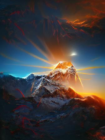 Majestic Sunrise at Everest: Bold Digital Art