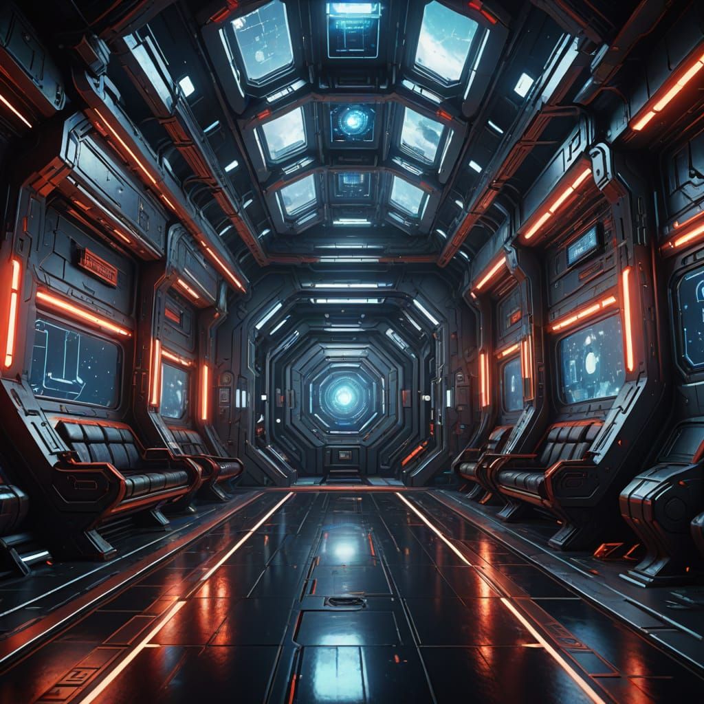 Breathtaking Futuristic Spacestation Interior in Cyberpunk S...