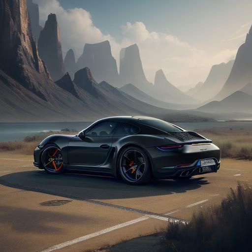 Detailed Porsche Matte Painting in Deep Color