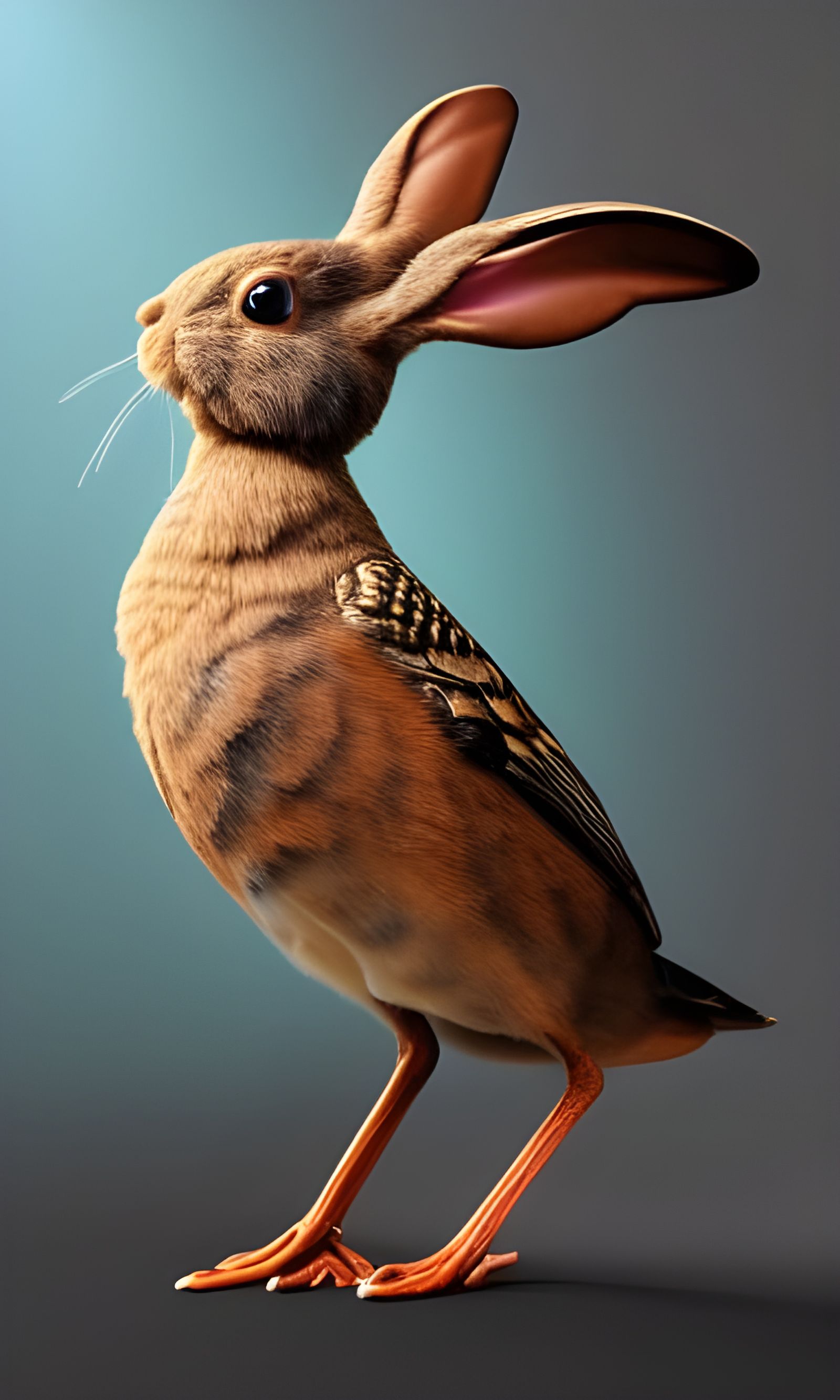 Hyperrealistic Bird Bunny Acrylic Oil Painting