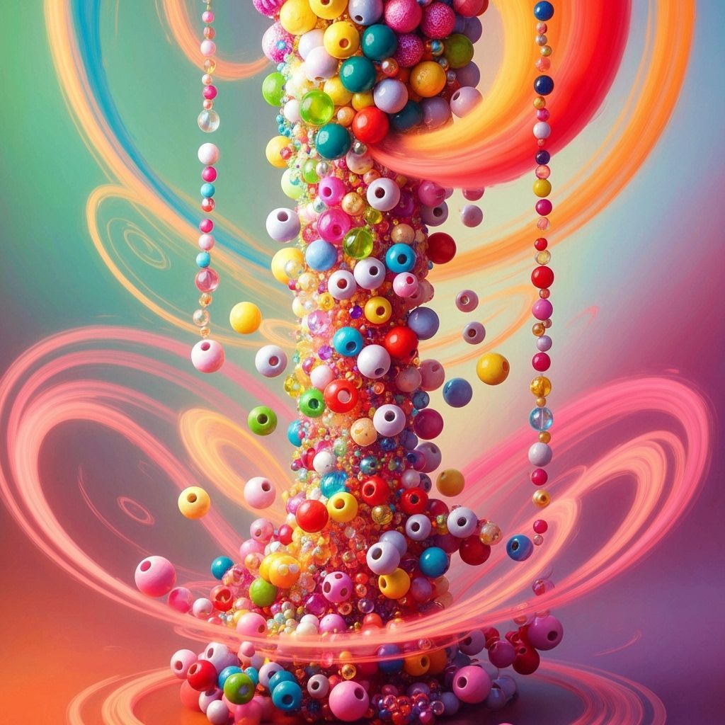 Explosion of Vibrant Beads in Pop Surrealist Style