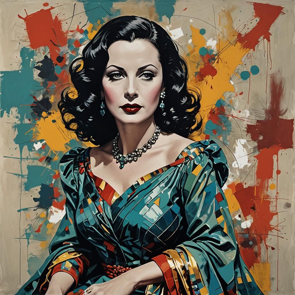 Abstract Portrait of Hedy Lamarr in Complementary Colors