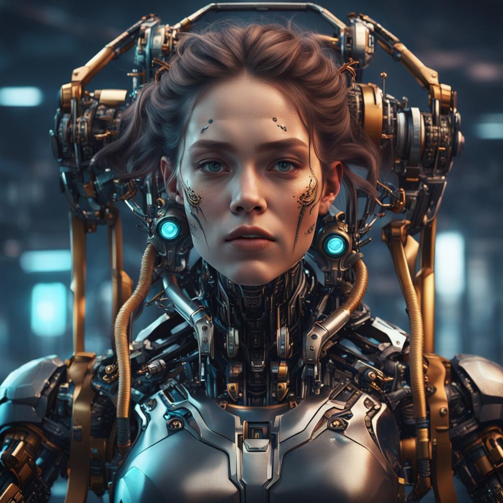 Girl and Robot: Detailed Matte Painting