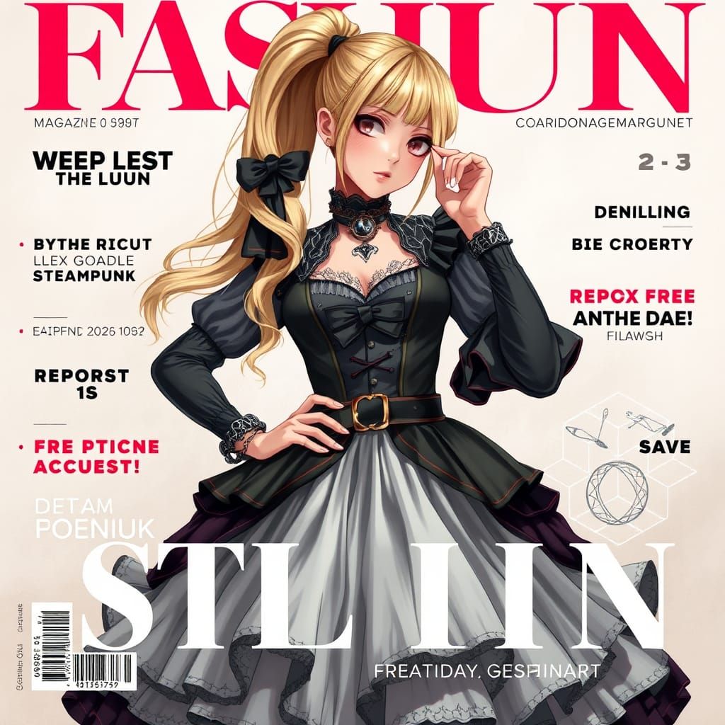 Steampunk Fashion Magazine Cover: Gothic Chic