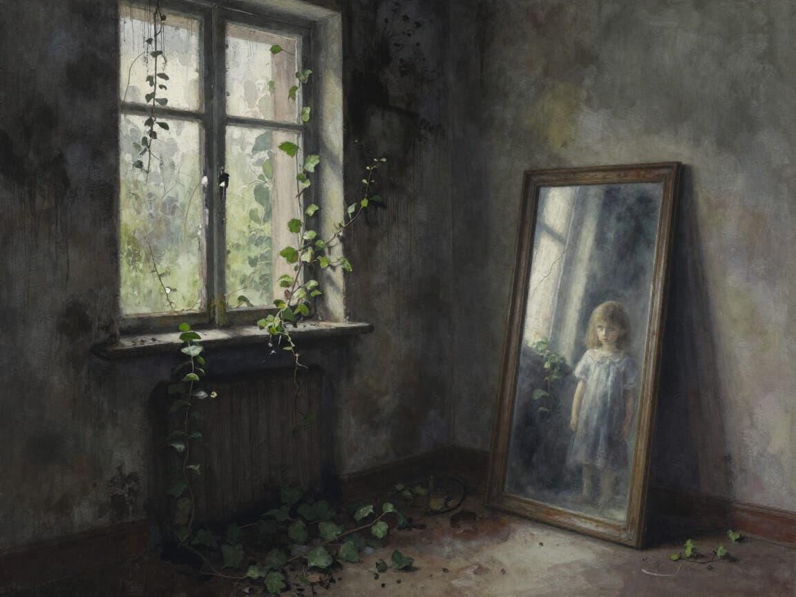 Creepy Abandoned Room Watercolour Painting