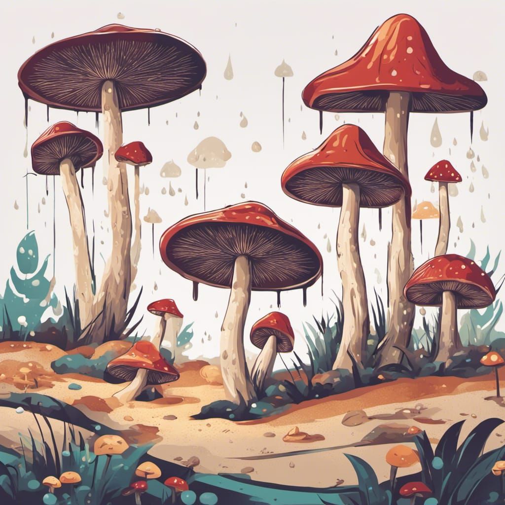Mushroom Fantasy: A Vibrant Vector Art Illustration