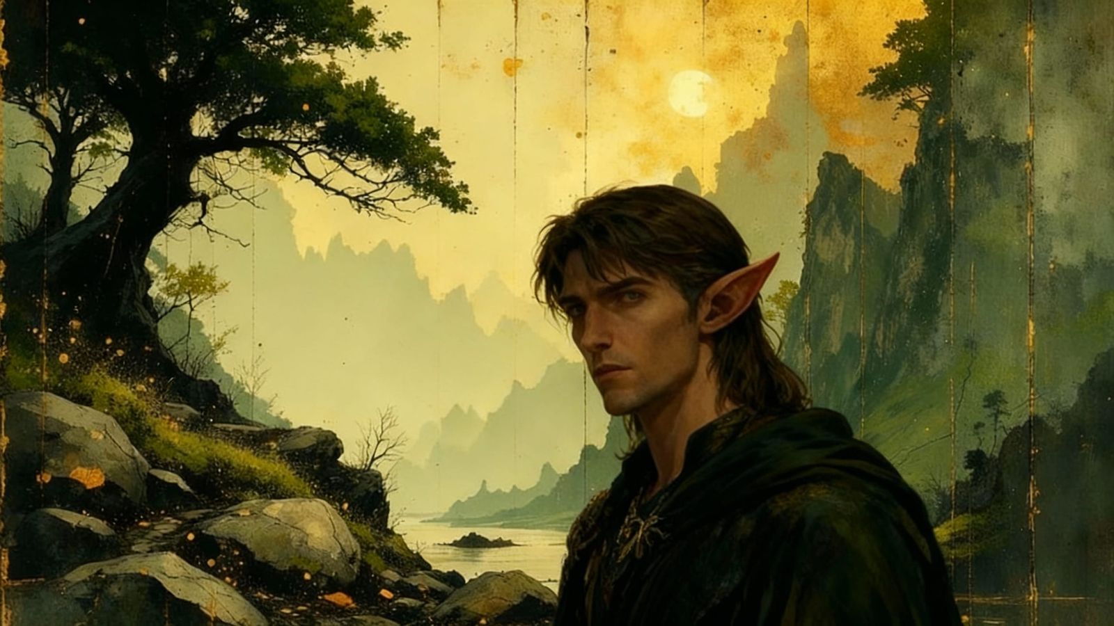 Male Elf Harmonizing With Nature's Elements