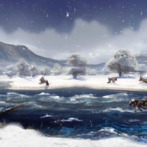 Snowy River Horses Panorama in Detailed Matte Painting