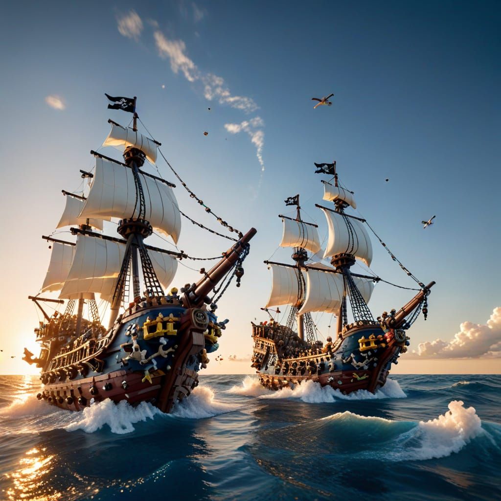 Intense LEGO Pirate Ship Battle Scene