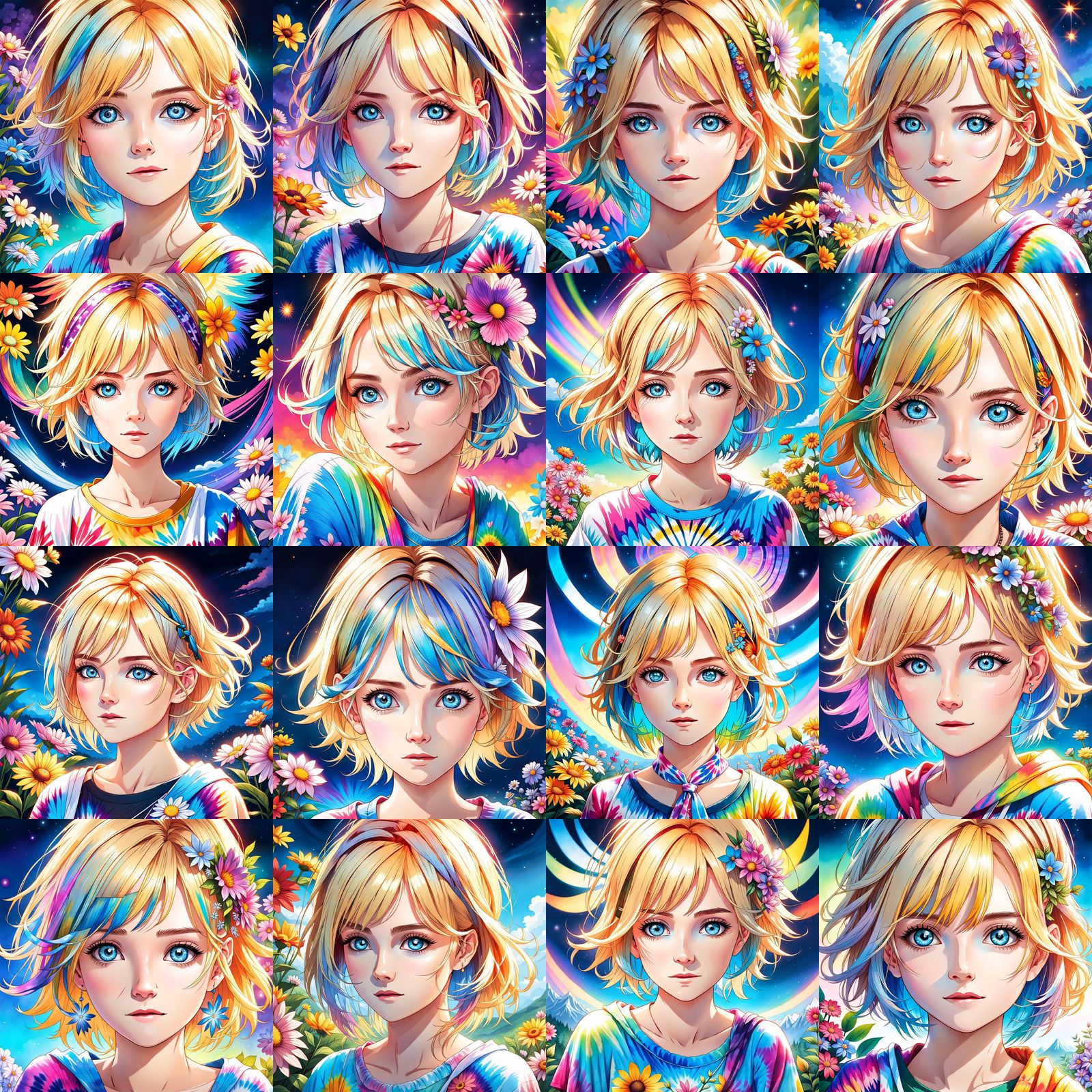 Anime Portrait of a Cute Hippie Girl