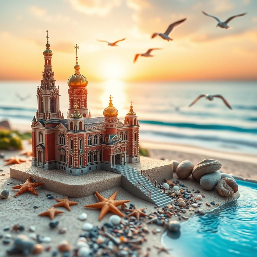 Sandcastle Cathedral on a Turquoise Beach